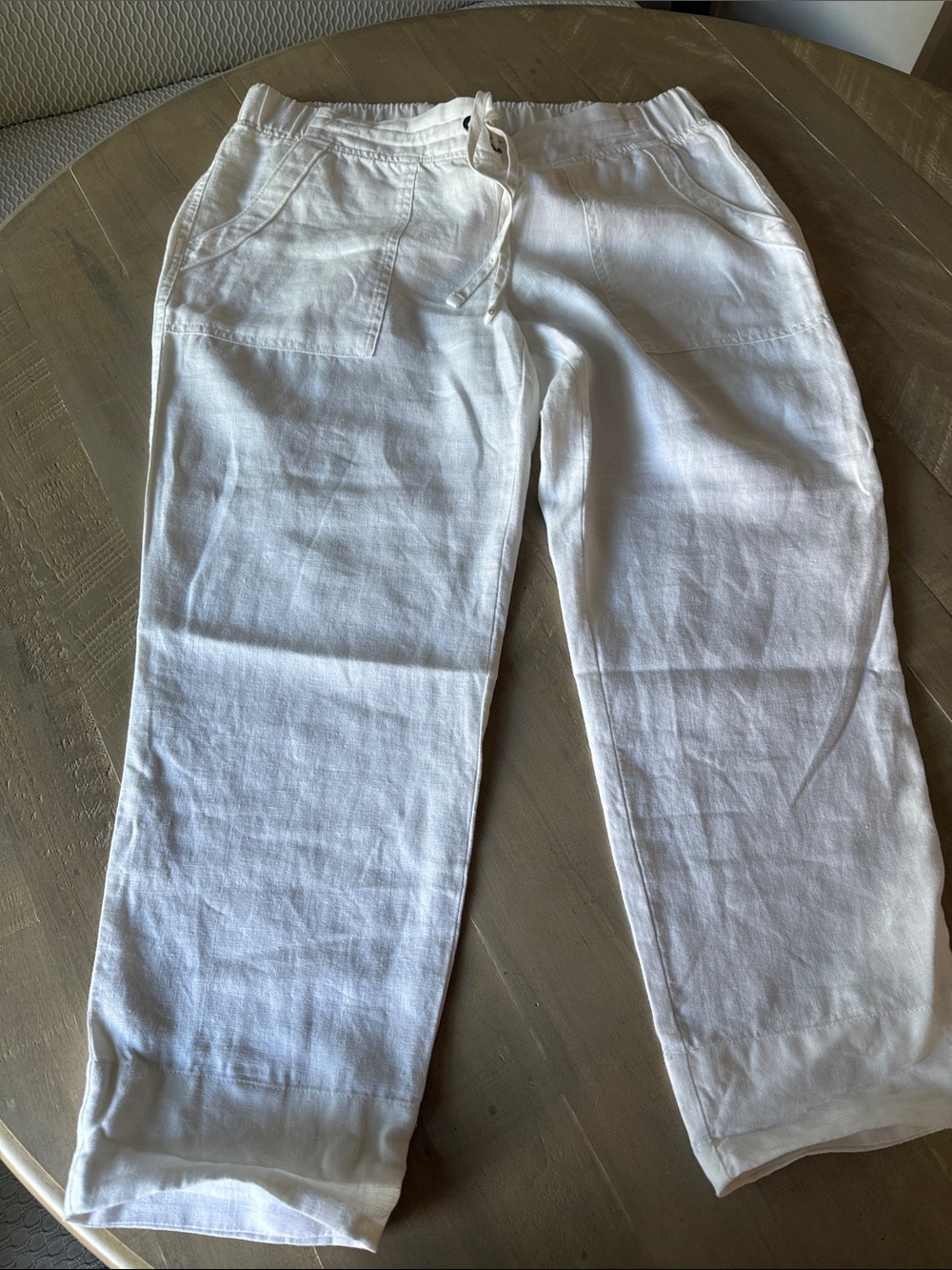 Athleta White Elastic Waist Casual LinenPants